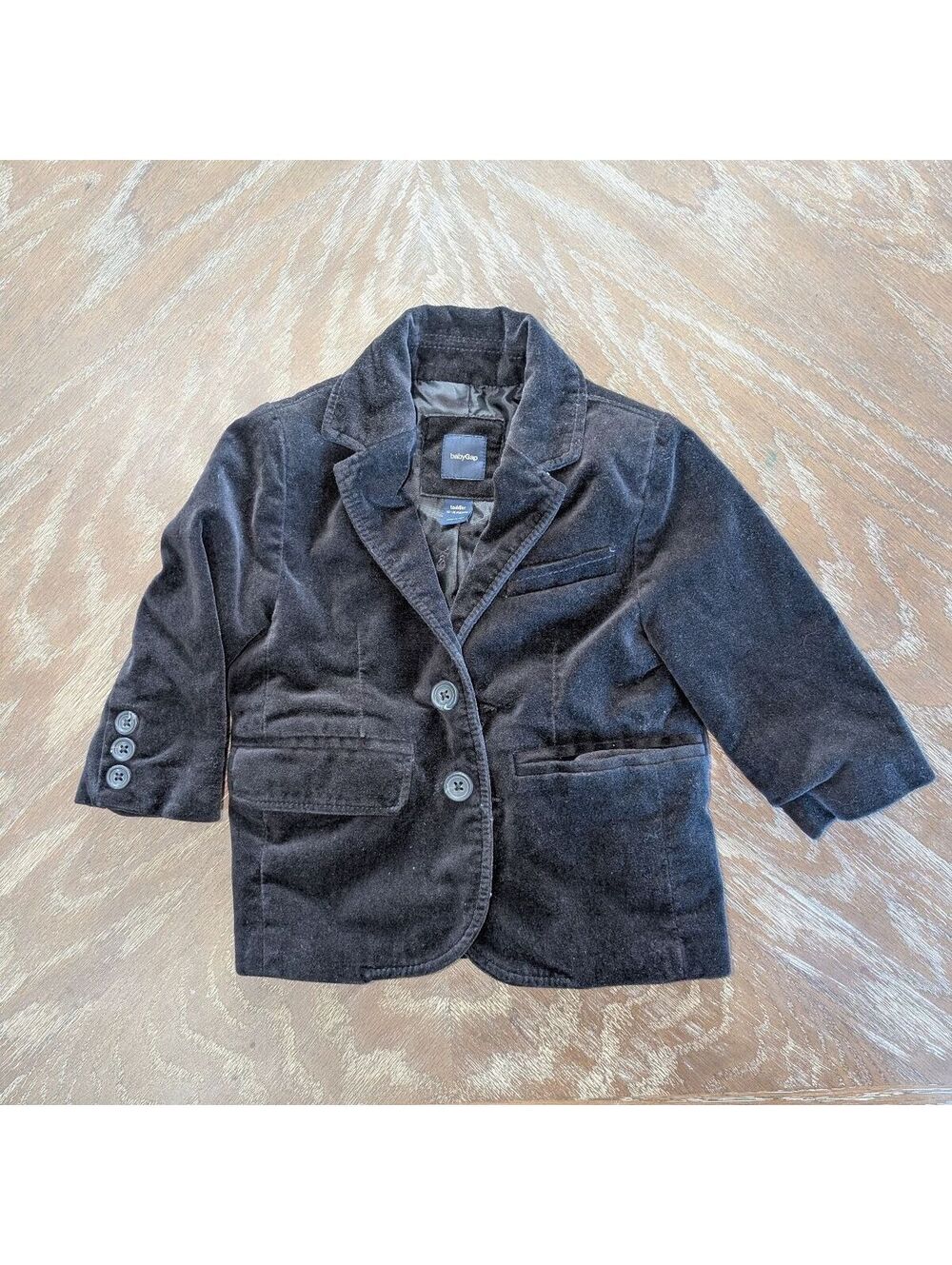 Vintage 2011 Baby Gap Black Velvet Holiday Blazer Jacket Size 12-18 Months